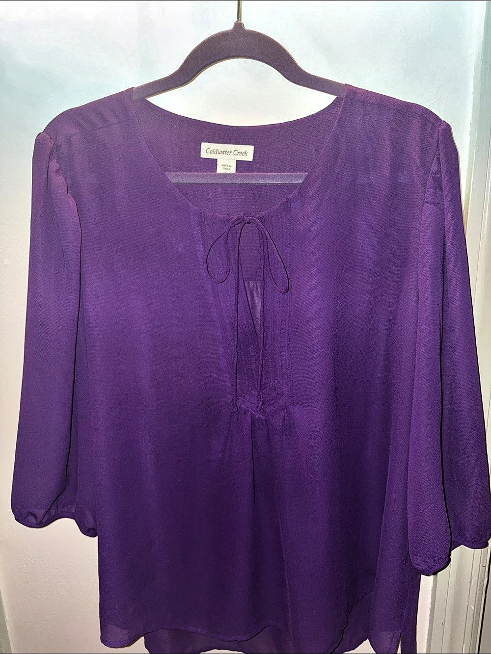Coldwater Creek Purple Blouse Size Large Like New